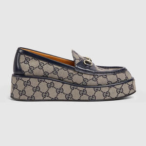 Gucci Horsebit GG Canvas Wedge Loafers PLEASE CHECK AVAILABILITY BEOFRE PURCHASE